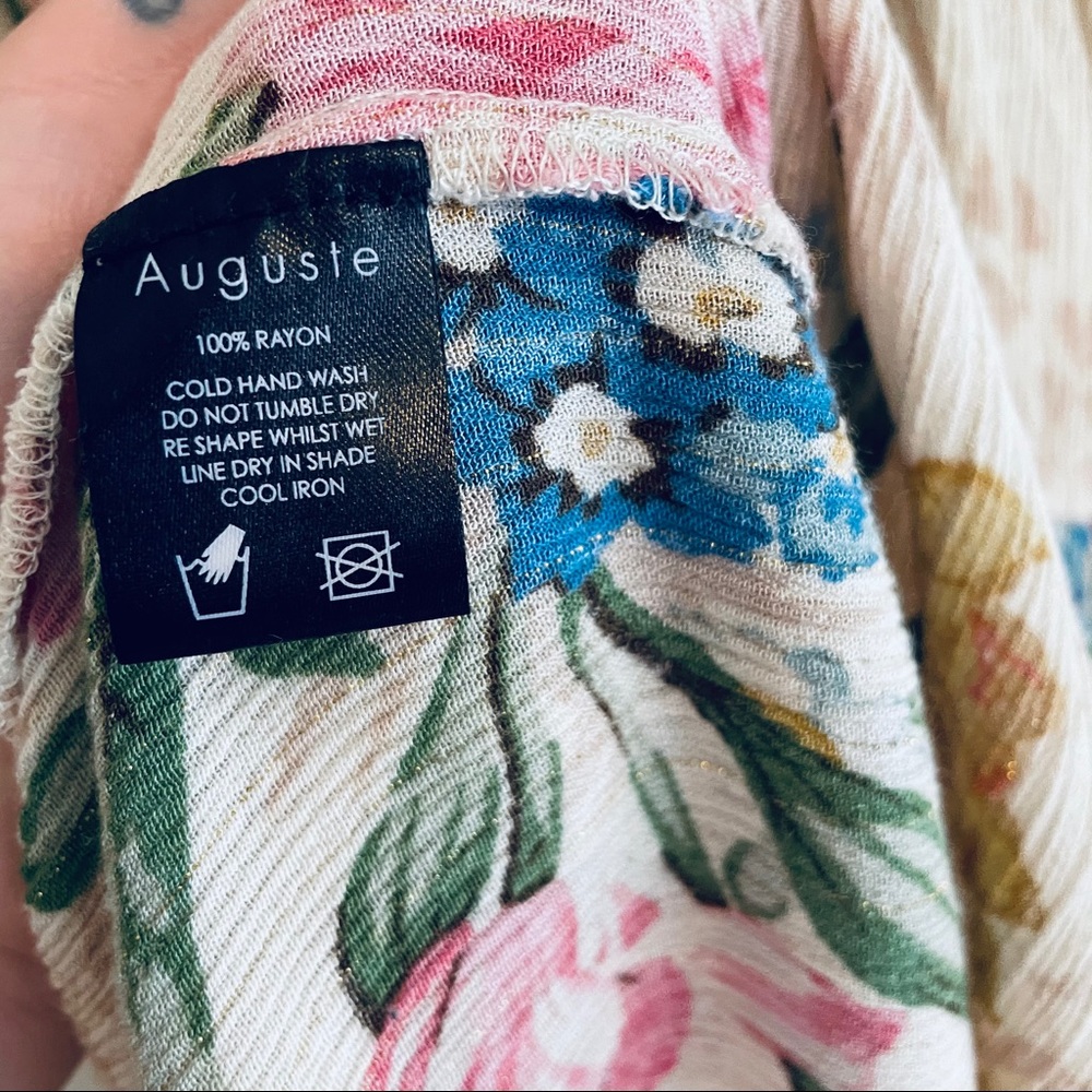Auguste The Label Cream Floral Midi Dress with Pink & Green Bouquet - Picture 6 of 6